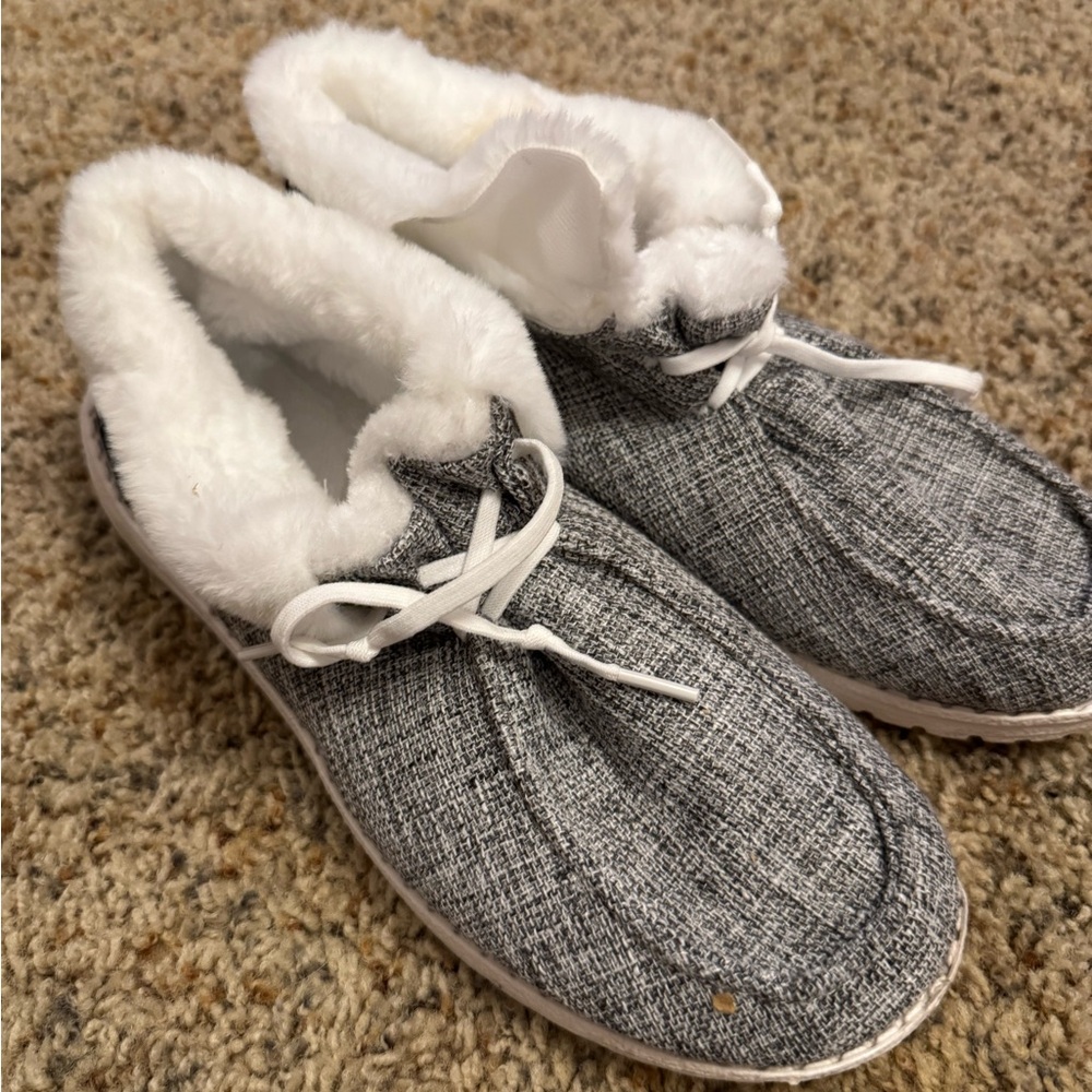 Cozy Gray Faux Fur Lined Sneakers